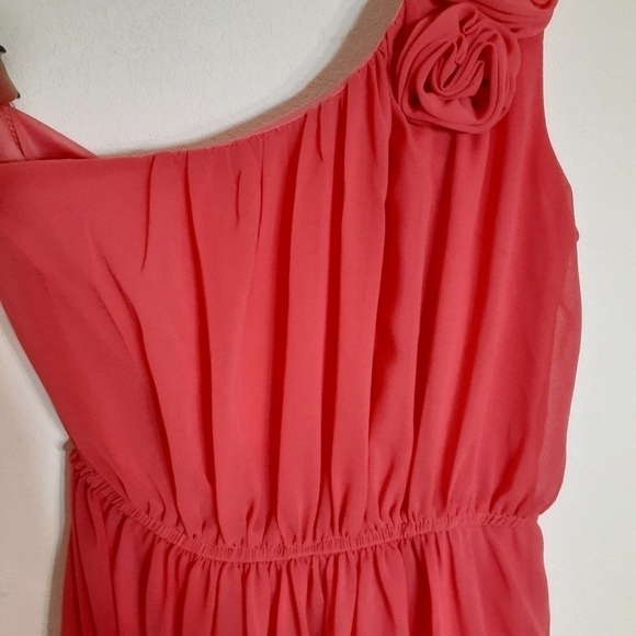 Alythea Womens Dress Coral Pink One Shoulder Milkmaid Coquette‎ Romantic Small - Picture 3 of 12
